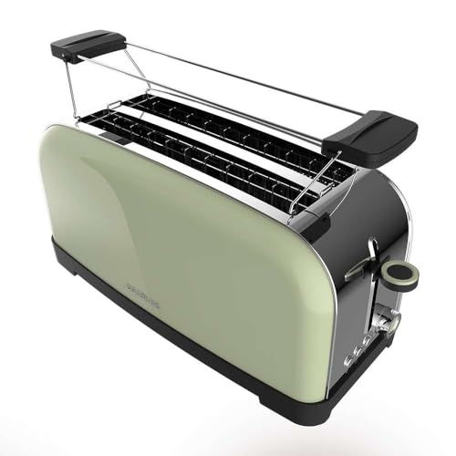 Vertikaler Toaster 1500W – Doppelter breiter Schlitz 3,8 cm, Edelstahl, Automatische Abschaltung, Pop-up-Funktion & Krümelablage