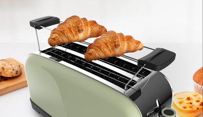 Vertikaler Toaster 1500W – Doppelter breiter Schlitz 3,8 cm, Edelstahl, Automatische Abschaltung, Pop-up-Funktion & Krümelablage